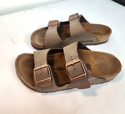 Birkenstock Kids Youth Arizona Brown Leather Slip-On Sandals Size 31 US 13