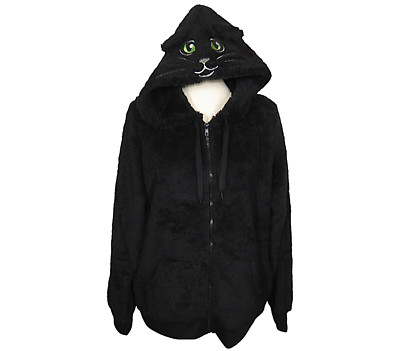 Torrid Black Zip Up Fuzzy Cat Face Hoodie Plus Size 2X