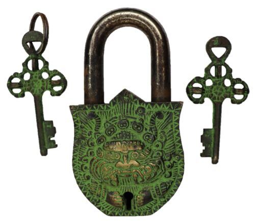 Devil Face Engraved Antique Vintage Style Padlock Handmade Solid Brass Door Lock