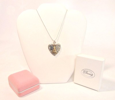 LE Sterling Silver Disney Beauty & The Beast PRINCESS BELLE Heart Charm NECKLACE
