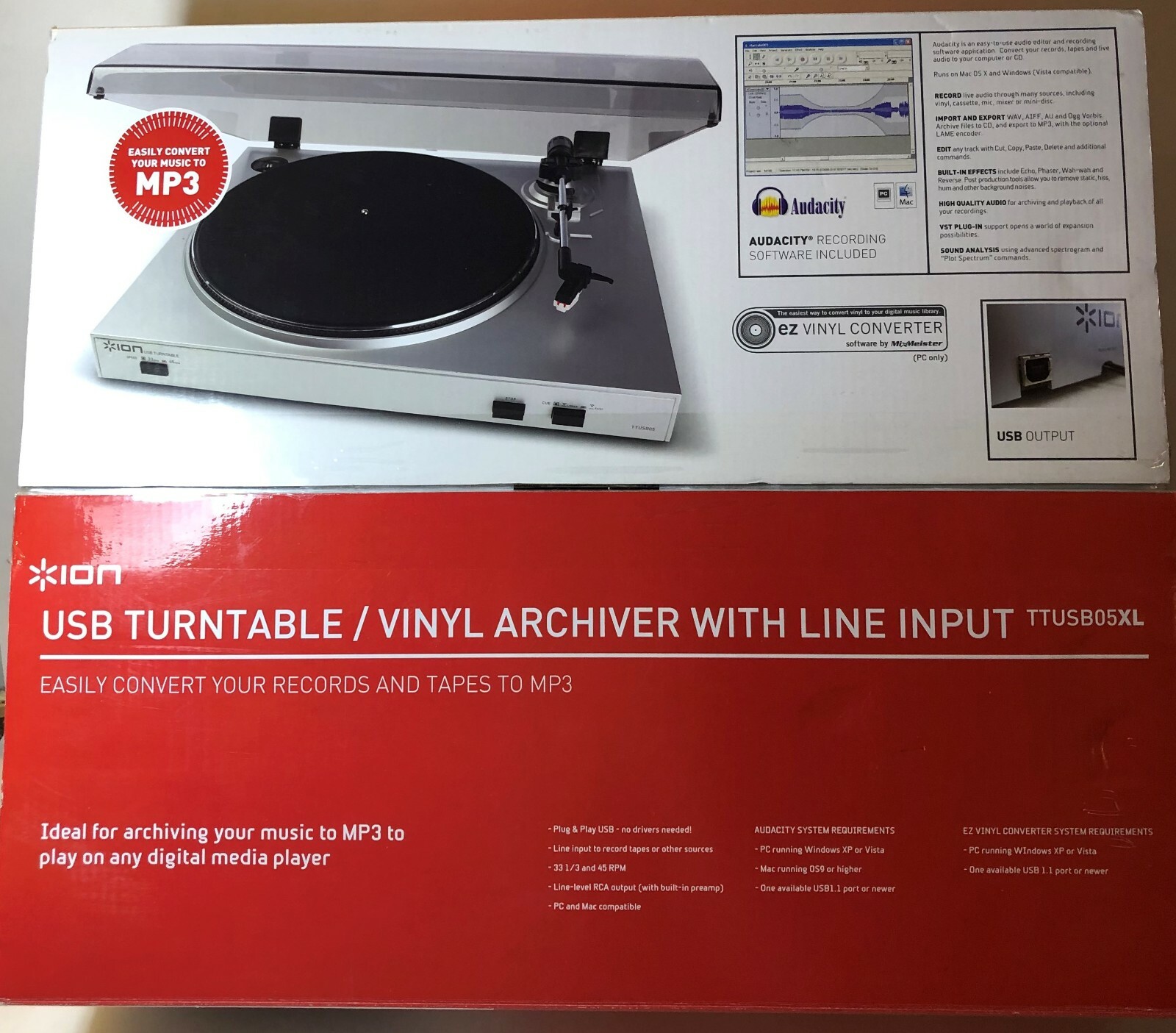 ION USB Turntable Digital Conversion Vinyl Record Archiver