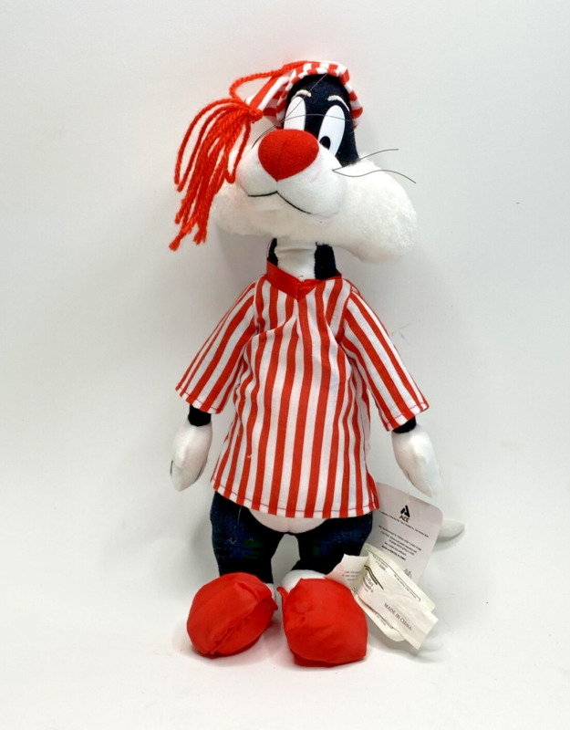 Sylvester Looney Tunes  In Red Pajamas 11" Plush 1997