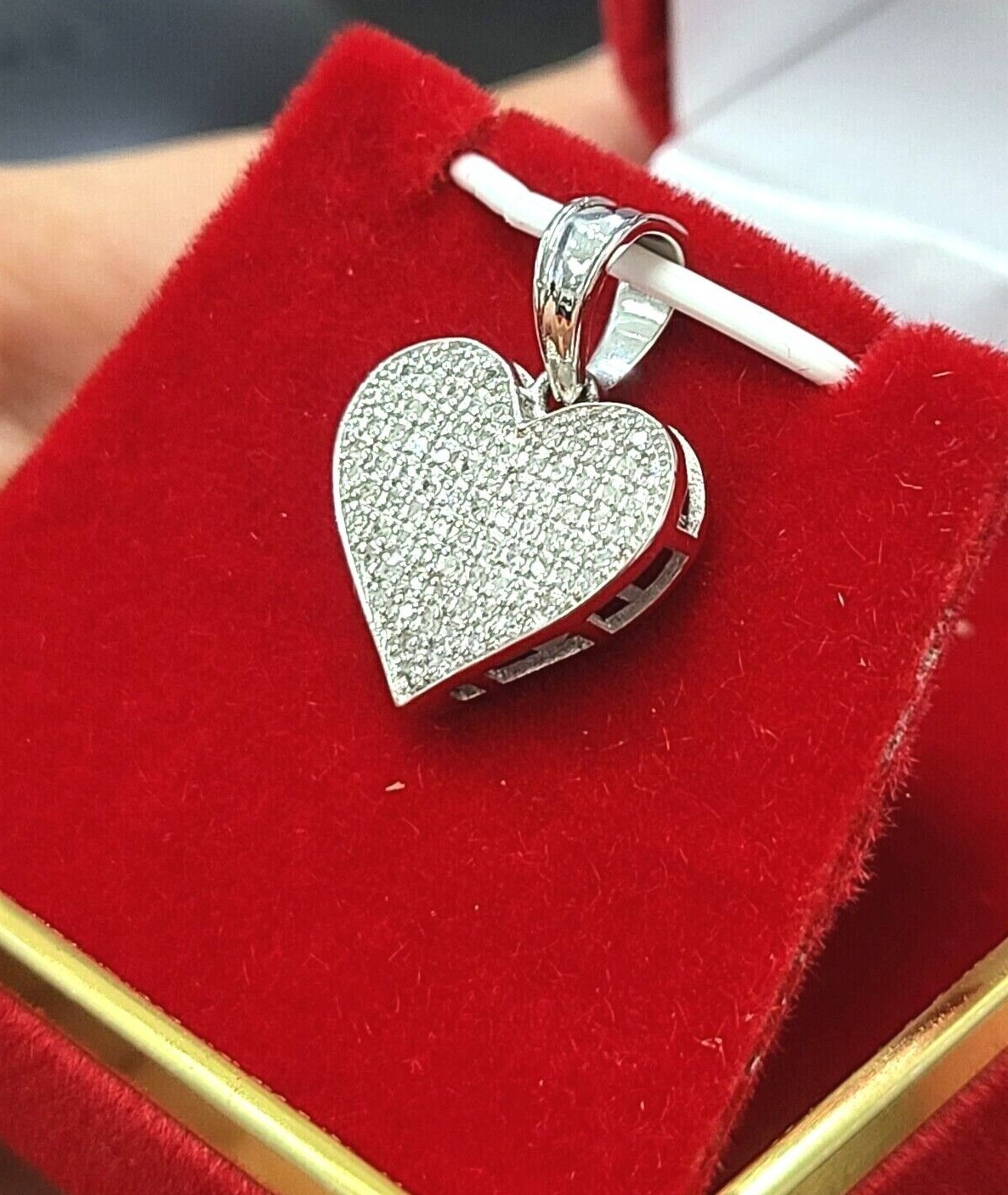 Pre-owned Handmade Deal 0.25ct Genuine Natural Round Diamond Heart Pendant Charm 10k Gold 20mm In I