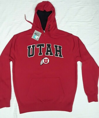 Women Stadium Athletics UTAH UTES Embroidered RED Hoodie sweatshirt LARGE *New