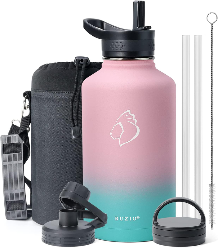 BUZIO Stainless Steel Insulated Water Bottle Flask Jug, 64 Oz Water Bottle with