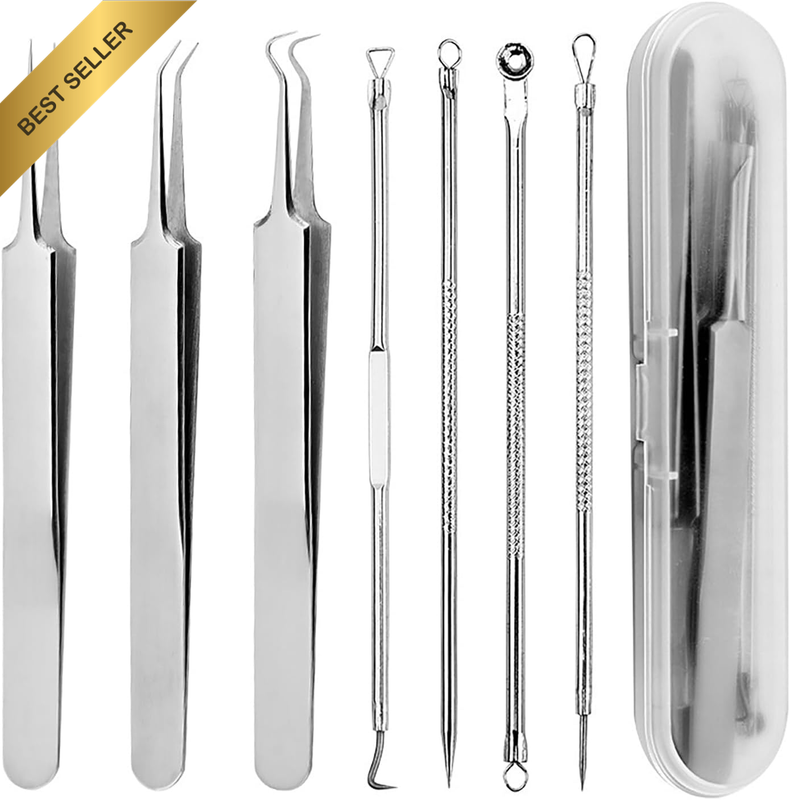 7Pcs Blackhead Remover Tool Set Stainless Steel Pimple Extractor Kit with Box