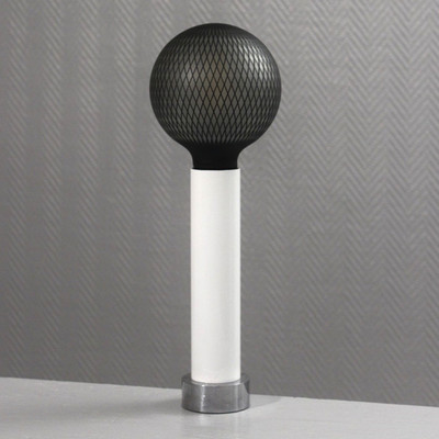 Lampe à poser vintage design space age chrome & blanc laqué 1970s