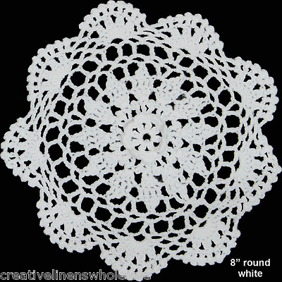 6PCS 8" Round White Cotton Crochet Lace Doily FREE S&H