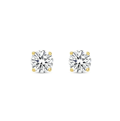 Pre-owned Shine Brite With A Diamond 1.5 Ct Round Cut Earrings Studs Solid Real 18k Yellow Gold Push Back Basket In White/colorless