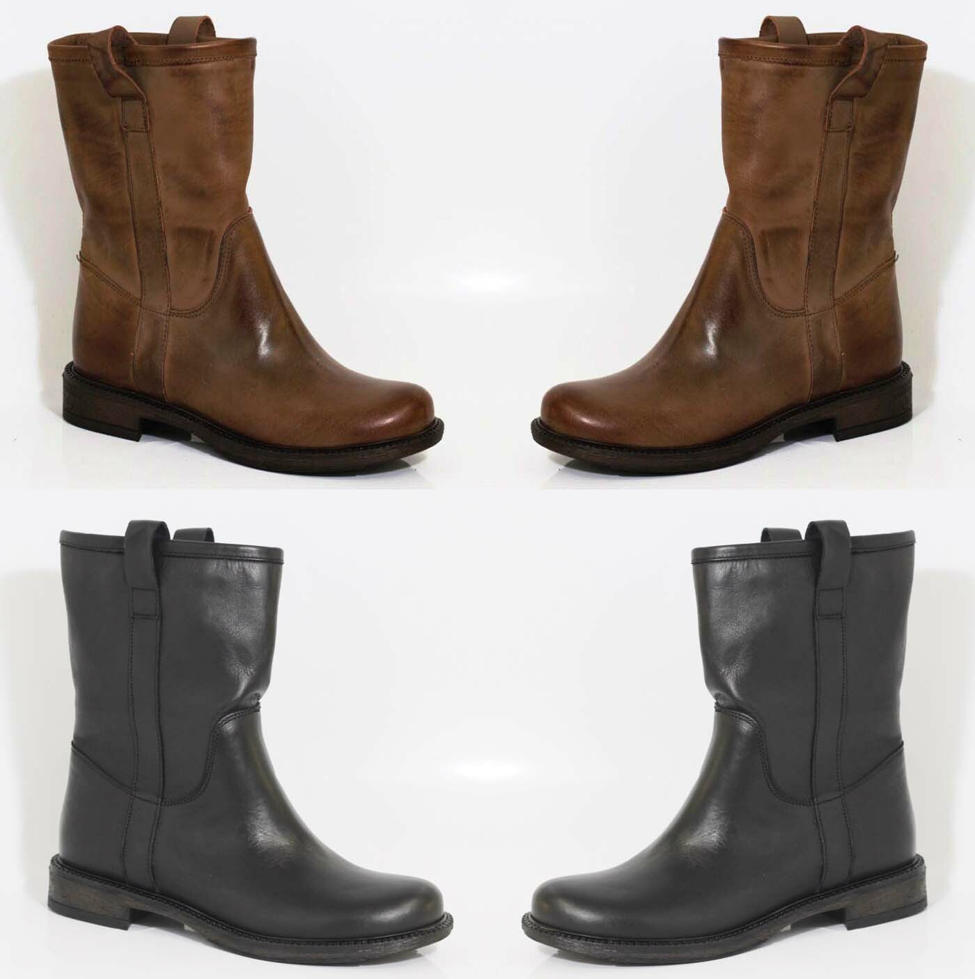 Damen Stiefeletten Biker Boots Schwarz Leder Made in Italy Damen Stiefeletten Biker Boots Schwarz Leder Made in Italy