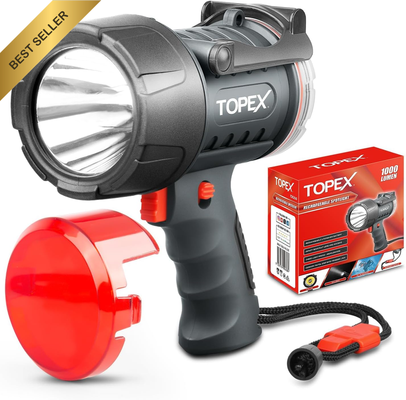 Rechargeable Spotlight 1000LM Cree LED IP67 Waterproof Searchlight with Red Filt