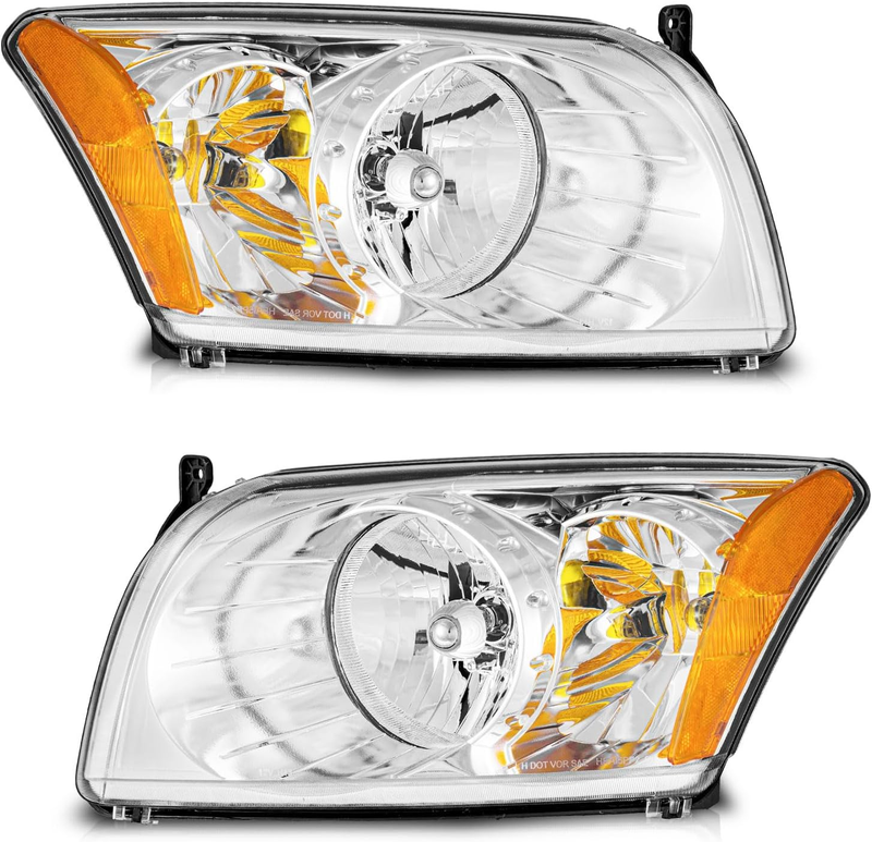 Halogen Driver Passenger Side Headlights for 2007-2012 Dodge Caliber