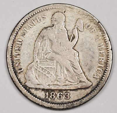 yu☆ 1863-s Liberty Seated Dime. VF. 158177 | eBay