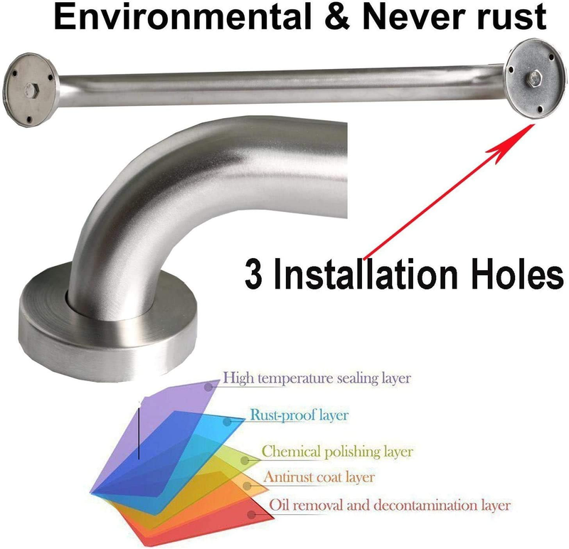 12 Inch Shower Grab Bar Satin Brushed Nickel, ZUEXT Stainless Steel Safety Grab 