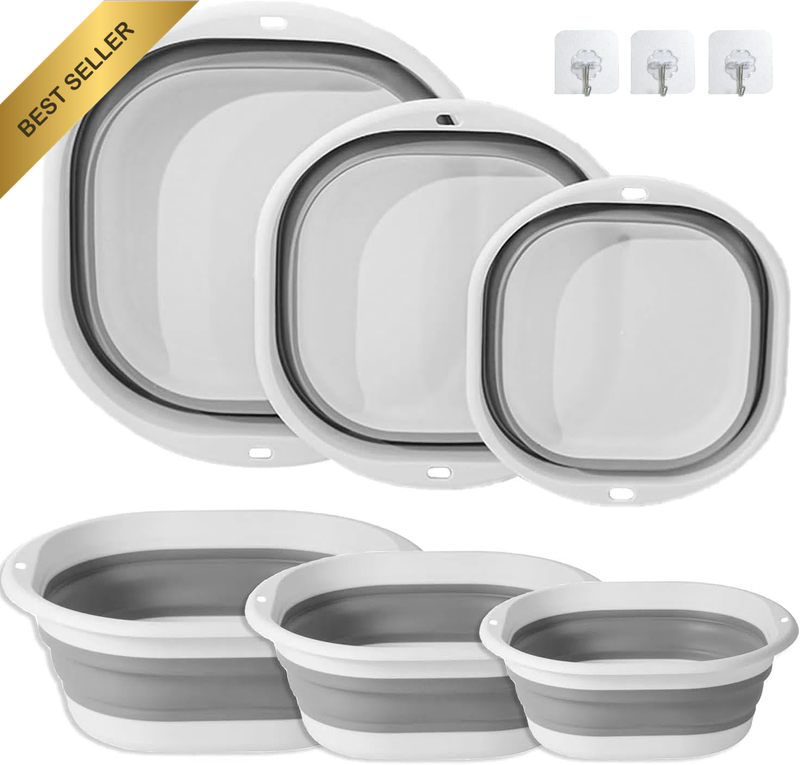 Foldable Portable Washing up Bowl Collapsible Camping Sink for Outdoor Travel, M
