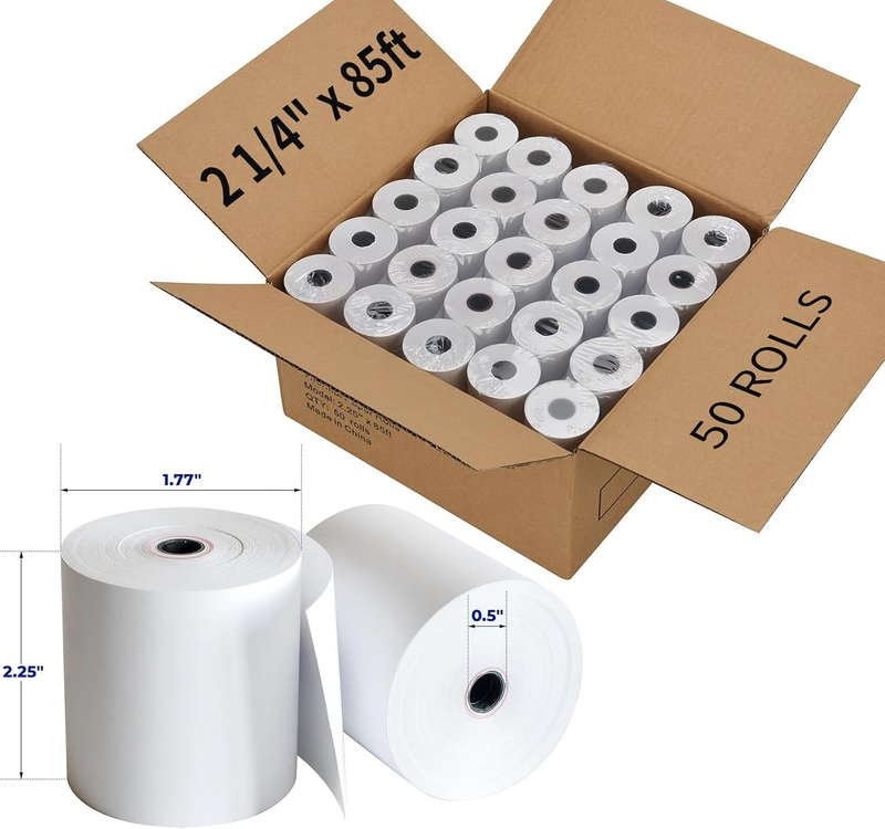 2 1/4'' X 85' Thermal Receipt Paper 50 Rolls, PAPRMA POS Paper Cash Register Pap