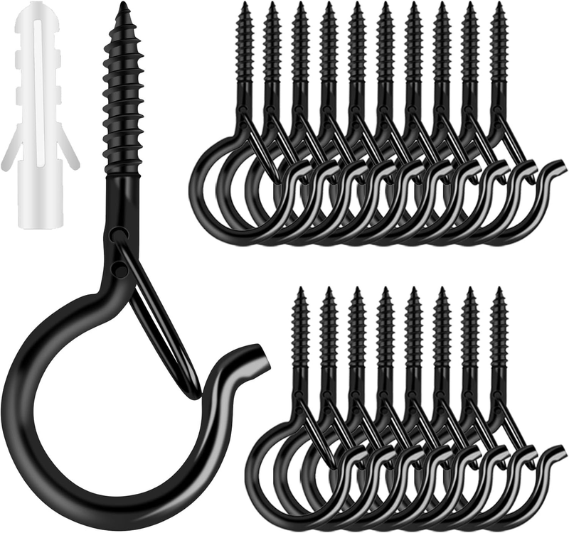 Q Hangers 25 PCS Screw-in Hooks for Outdoor String Lights, Swivel Hanging Basket