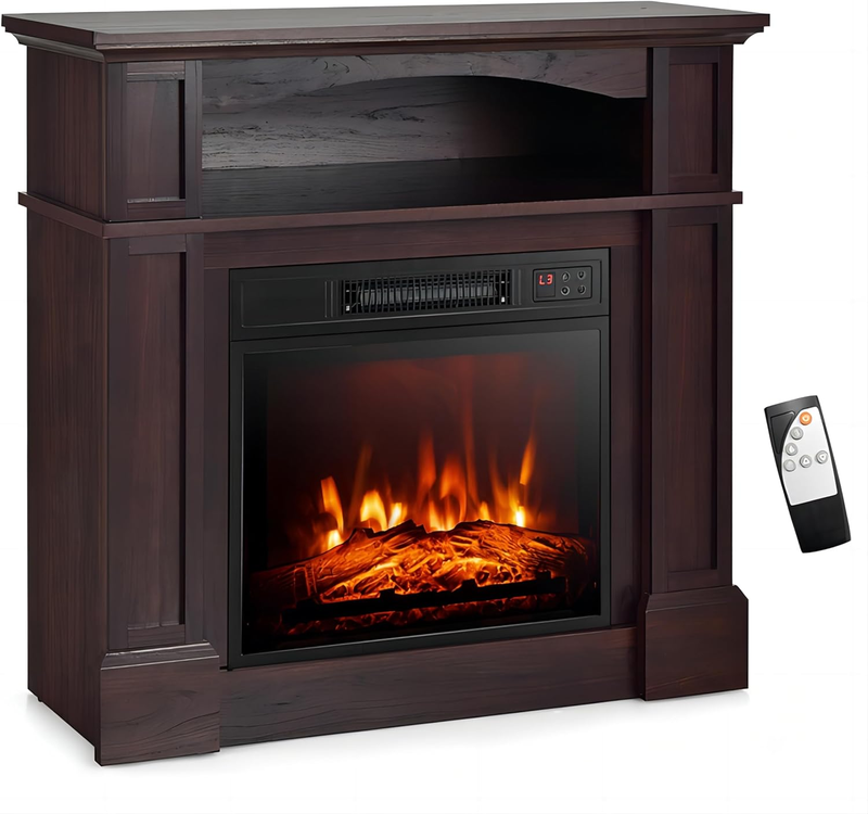 With Mantel,1400 W Package Freestanding Fireplace Heater,