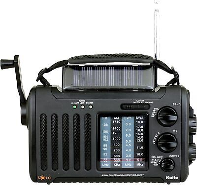 Kaito KA450 AM FM Shortwave Emergency Weather Radio with Solar and Crank