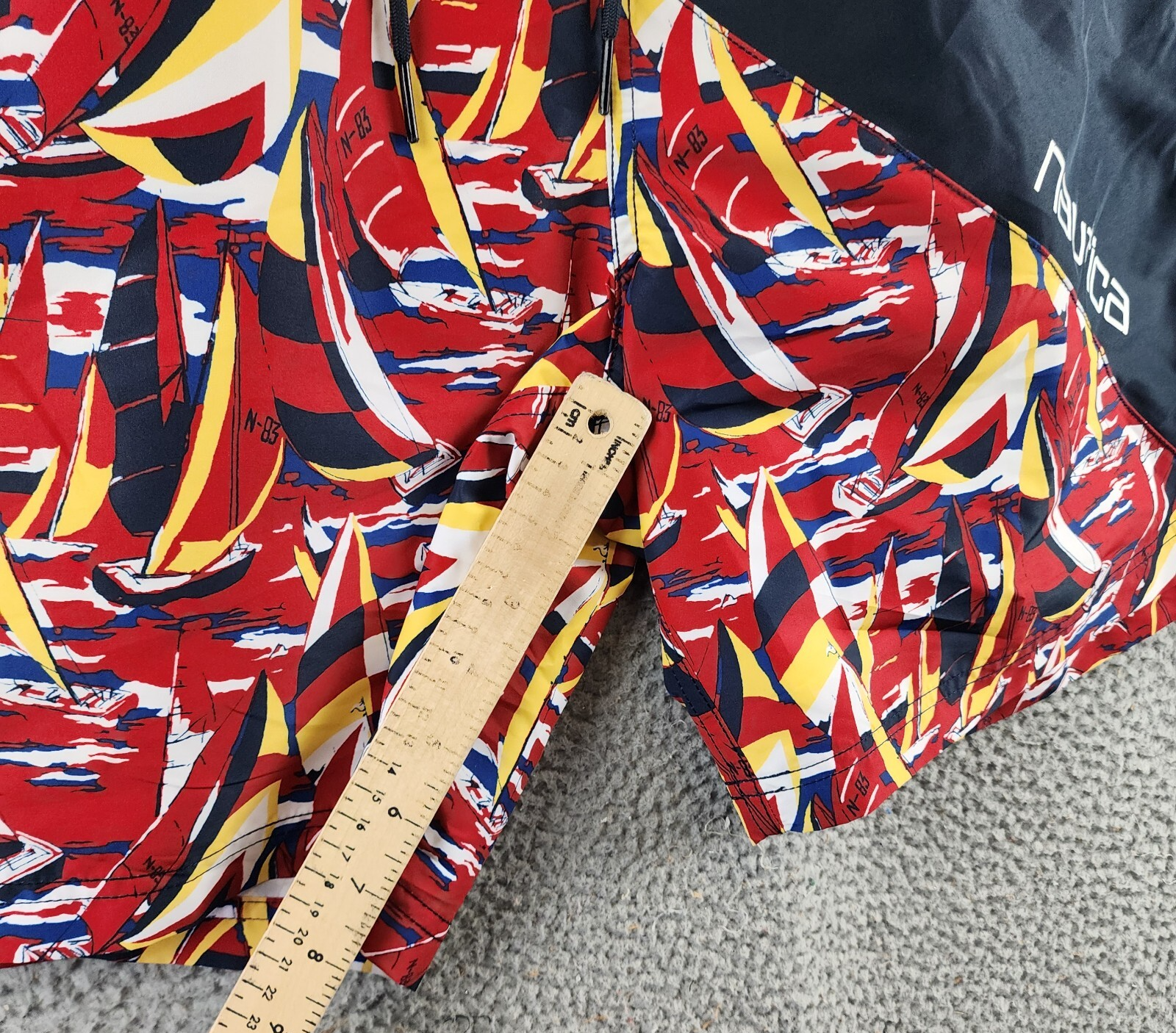 Nautica Heritage Diagonal Full Elastic Waist Swim Trunks Men's XXL Navy Multi - Picture 7 of 11