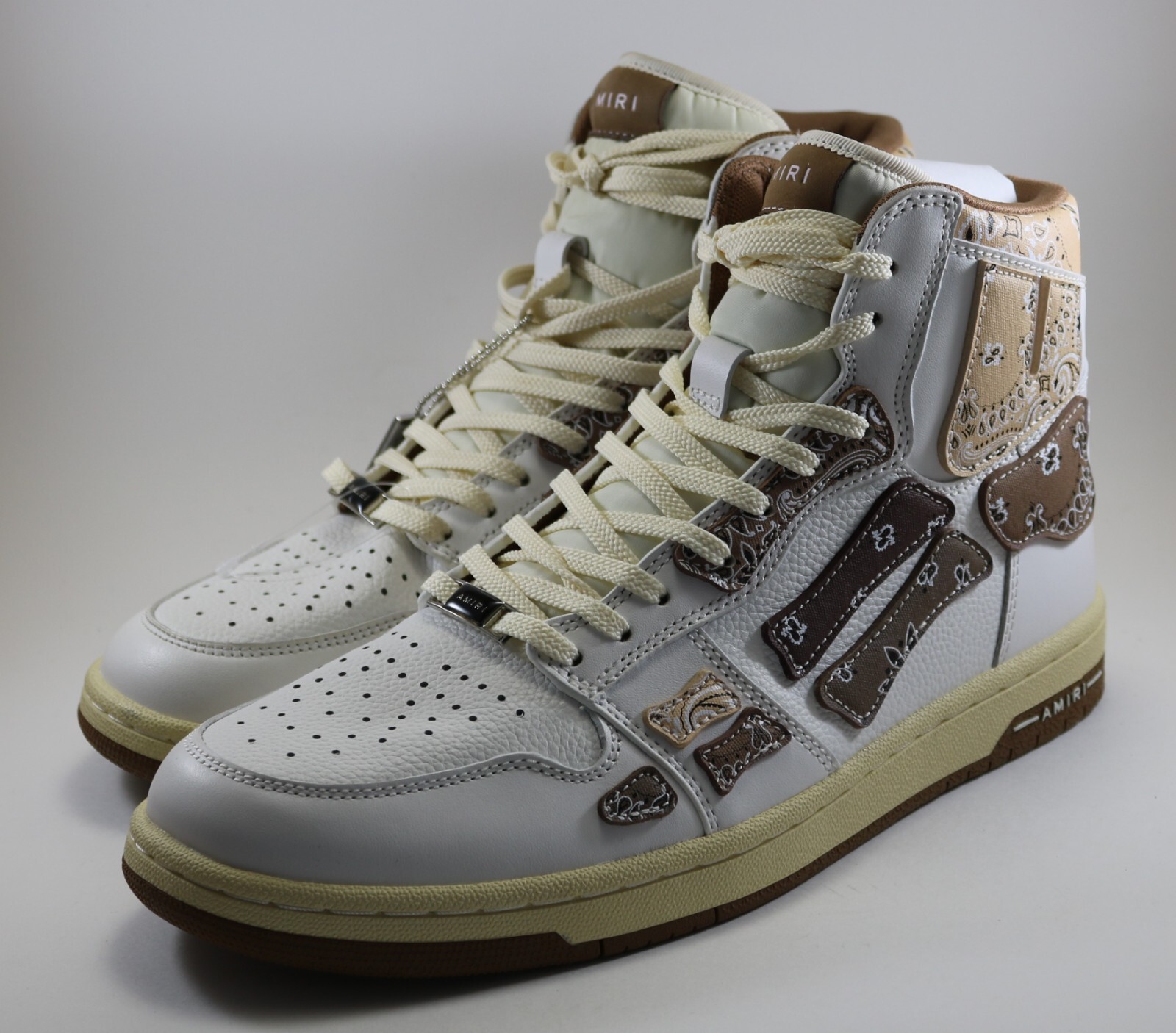 Pre-owned Amiri Skel Top Bandana Print Hi Sneakers 43 45 10 12 Brand In Brown