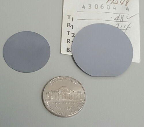 Two Historic Silicon Wafers 1950s - early 1960s : 0.95 inch and 1.25 inch   