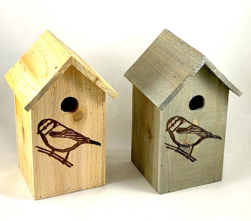 Nistkasten Holz 26x14x16cm Vogelhaus NisthÃ¶Hle Rotkehlchen Meise Natur / Grau