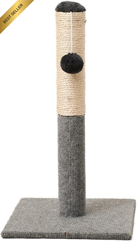 Sisal Cat Scratching Post with Adjustable Dual Height 11.81X11.81In Base and Pom