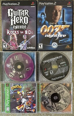PS2 PlayStation 2 Game Lot of 6, Crash, Transformers, Guitar hero, Mild Scratchs