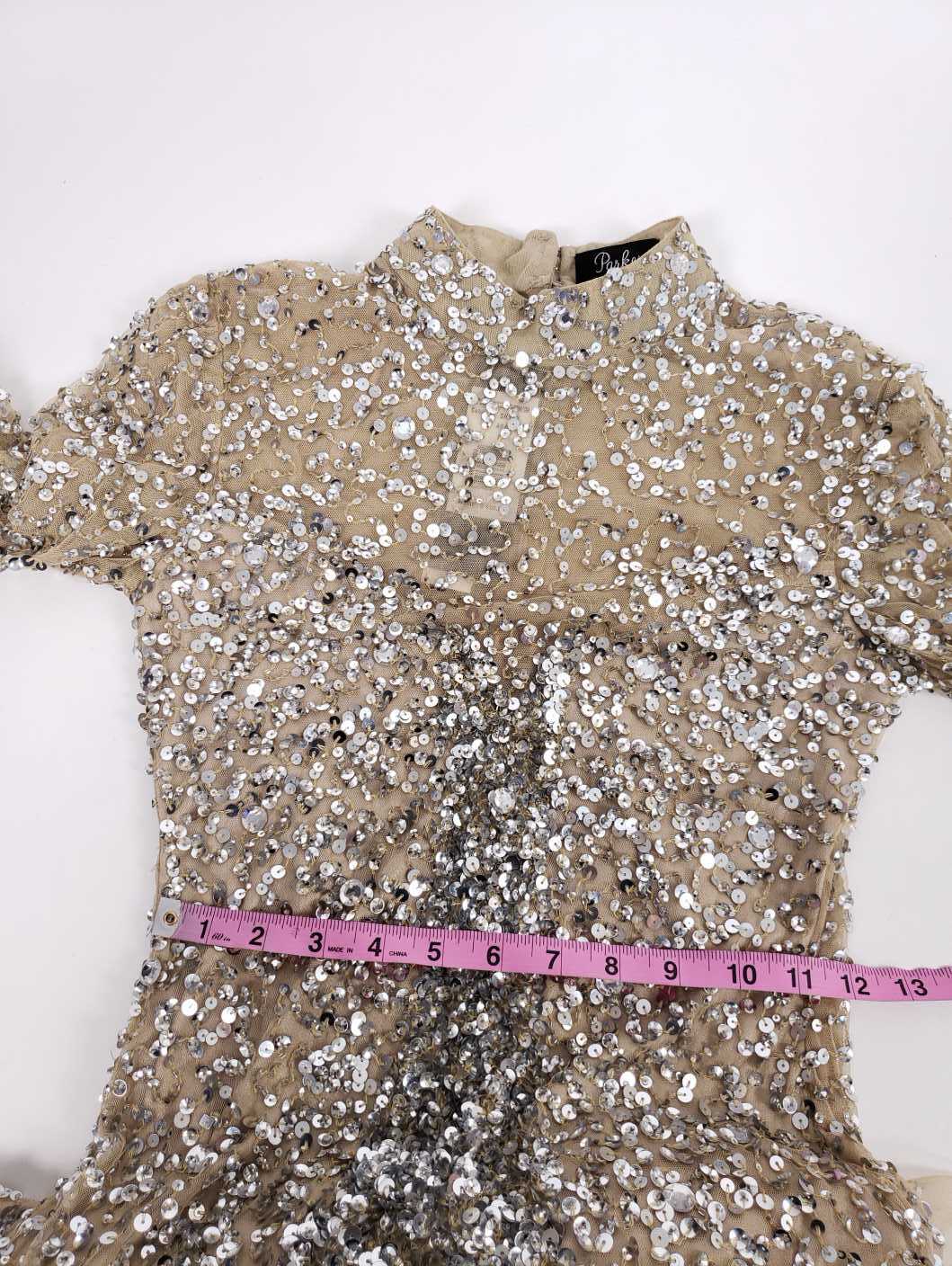 parker black leandra sequin gown