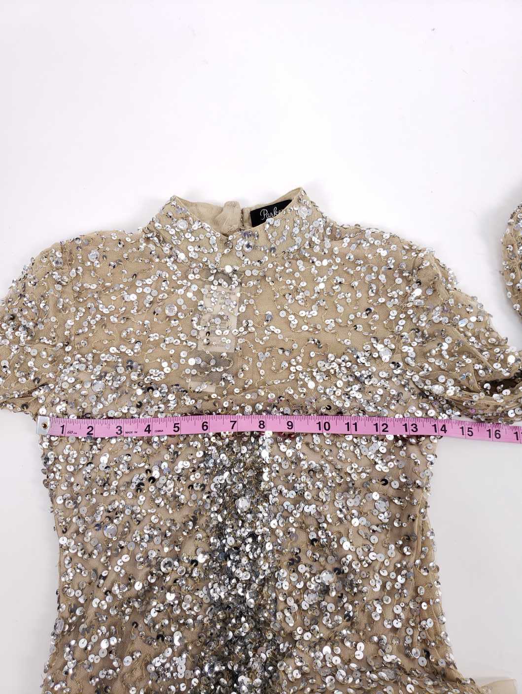 parker black leandra sequin gown