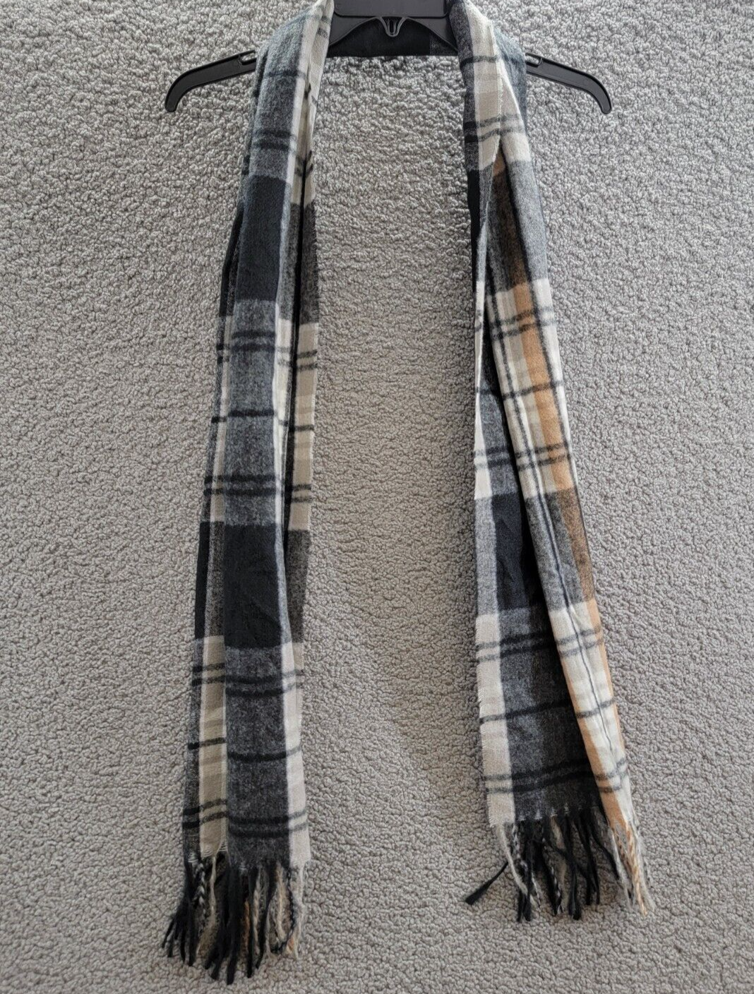Style & Co. Soft Plaid Fringe-Trim Scarf Women's One Size Black Neutral - Picture 9 of 13