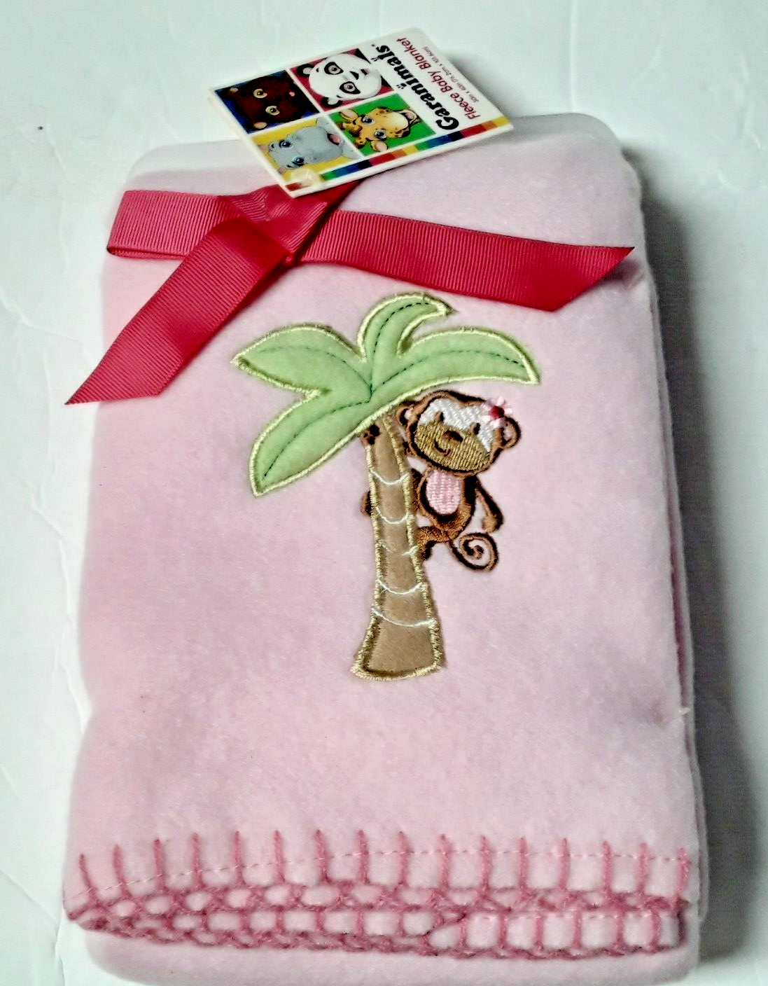 Pink Monkey Fleece Garanimals 30 x 40 Inch Baby Blanket