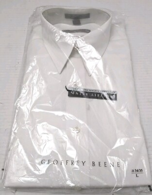 Perry Ellis Portfolio Button Up White Shirt 100% Cotton 16 1/2, 34/35 ( Large) 