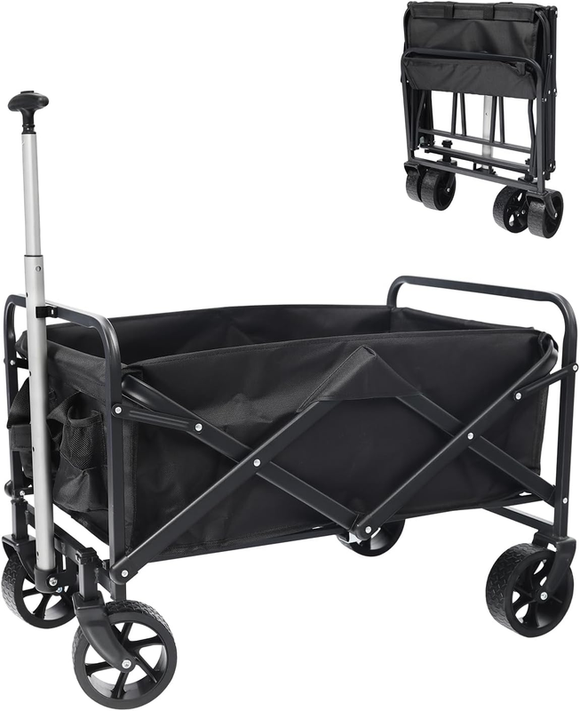 Collapsible Wagon with Large Capacity, Utility Wagons Carts Heavy Duty Foldable,