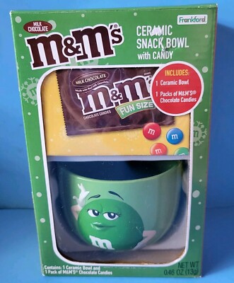 M&M's Green Ceramic Snack Bowl 2021 Holiday Limited Edition NIB 