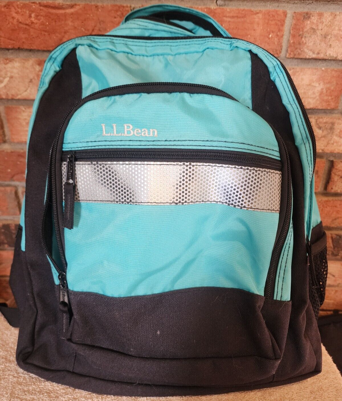 LL Bean turquoise teal black School Bookbag Backpack 3