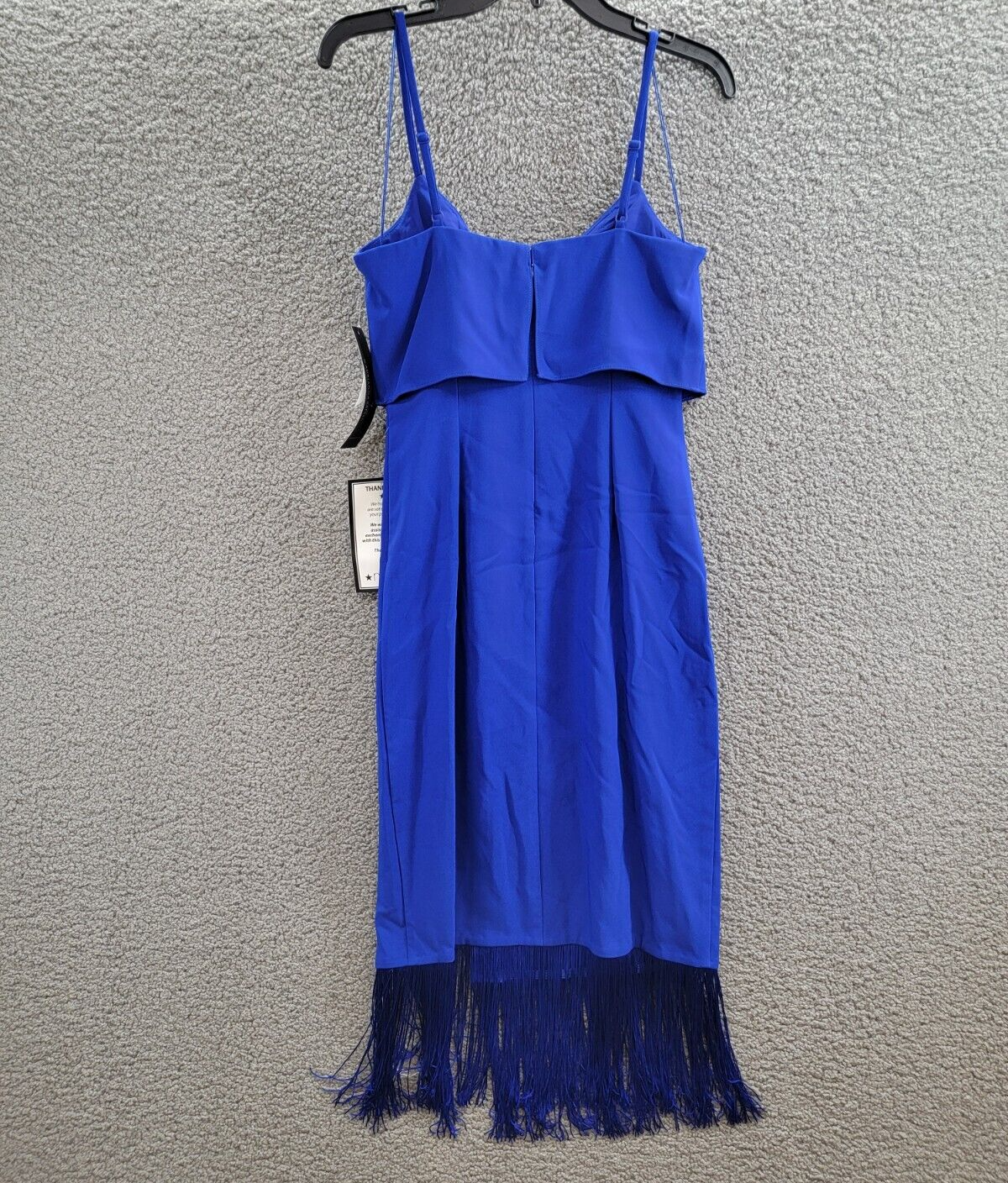 Aidan by Adrianna Papell Fringed-Hem Midi Sheath Dress Women's 2 Royal Sapphire~ - Picture 9 of 17