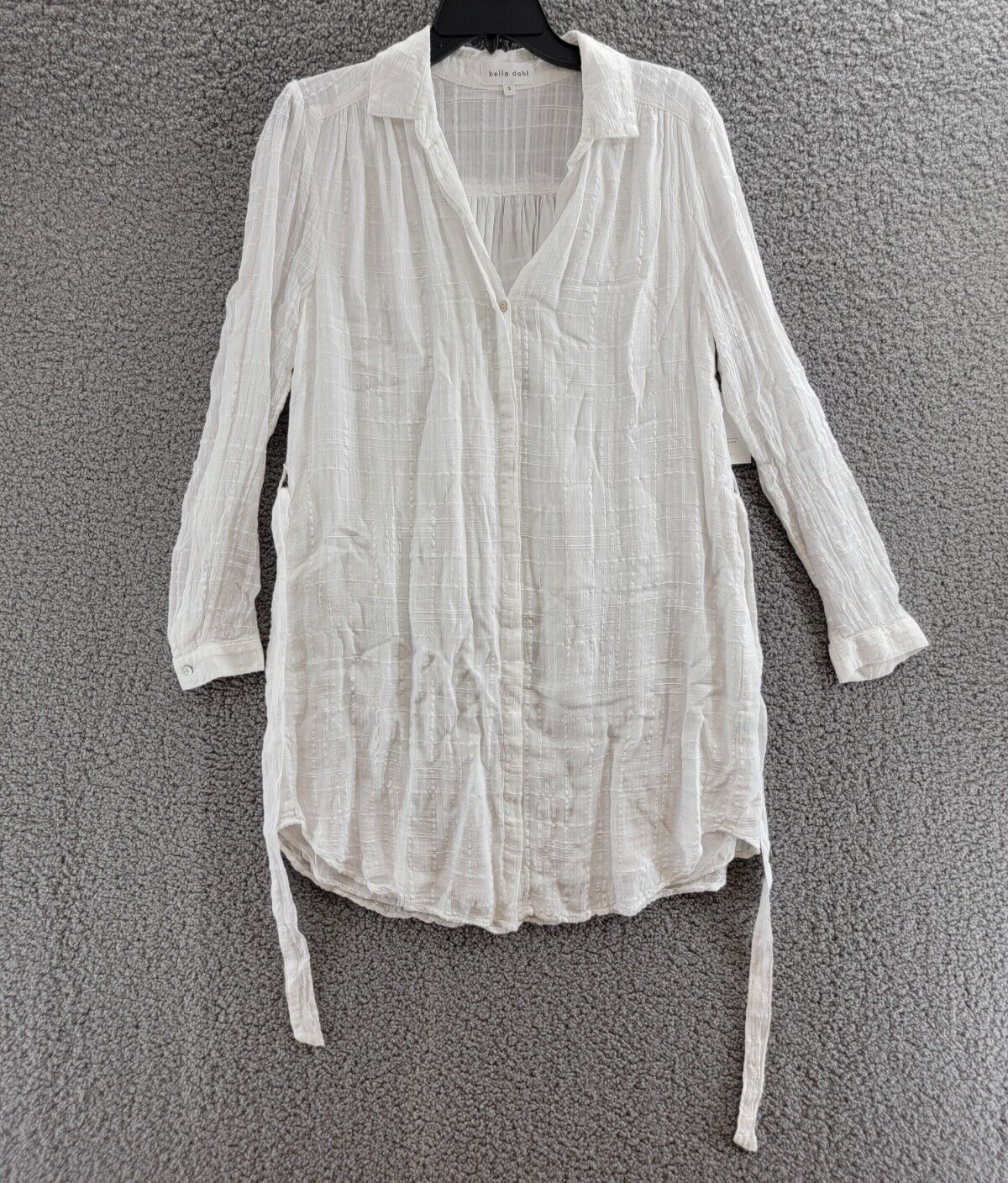 Bella Dahl Belted Shirtdress Women's S White Collared Shirttail Hem Button Front - Picture 2 of 19