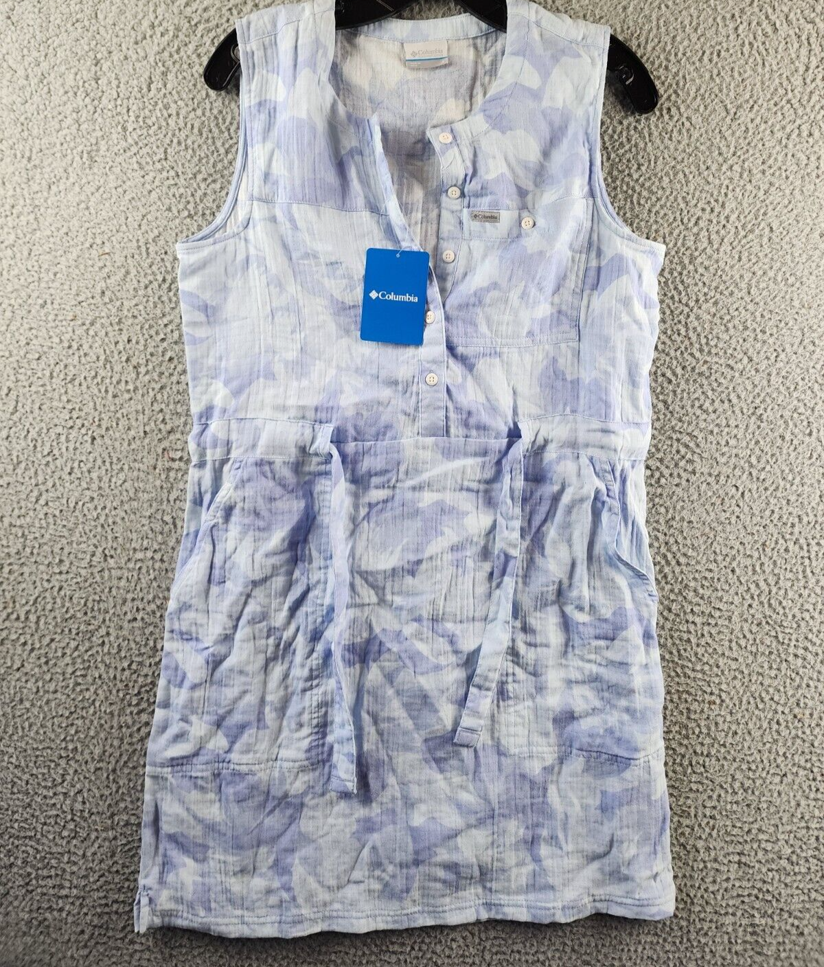 Columbia Holly Hideaway Breezy Dress Women's S Whisper Peonies Button Closure - Picture 2 of 14