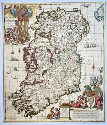 IRELAND 1701 I. COVENS & C. MORTIER VERY LARGE NICE ANTIQUE MAP 18TH CENTURY