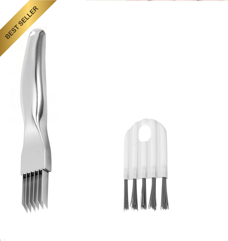 2 Pcs Set Kitchen Shred Silk the Knife,Green Onion Knife Withcleaning Brush,Onio