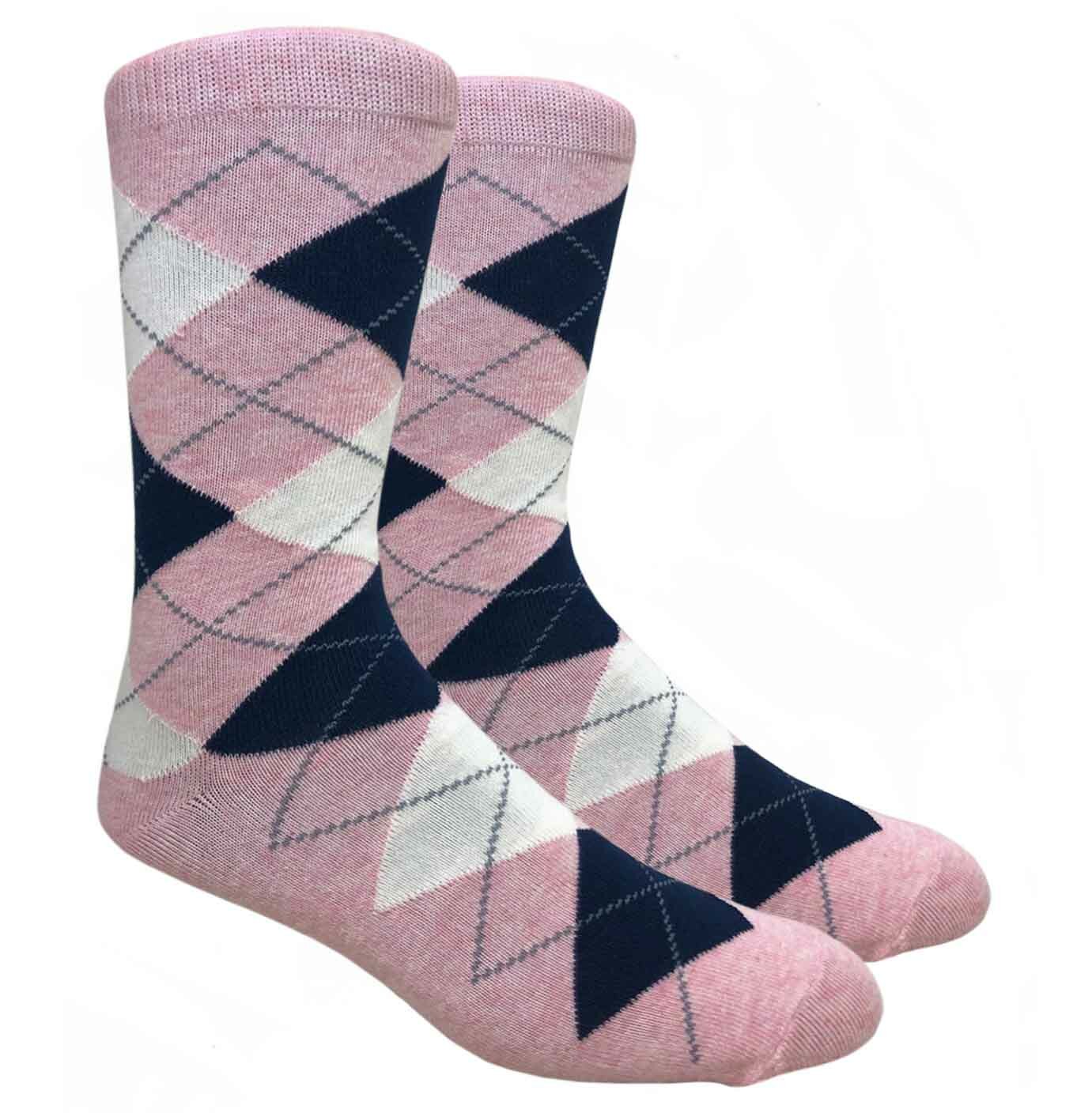 Fine Fit Men's Argyle Cotton Dress Socks Wedding Diamond Pattern Assorted Colors