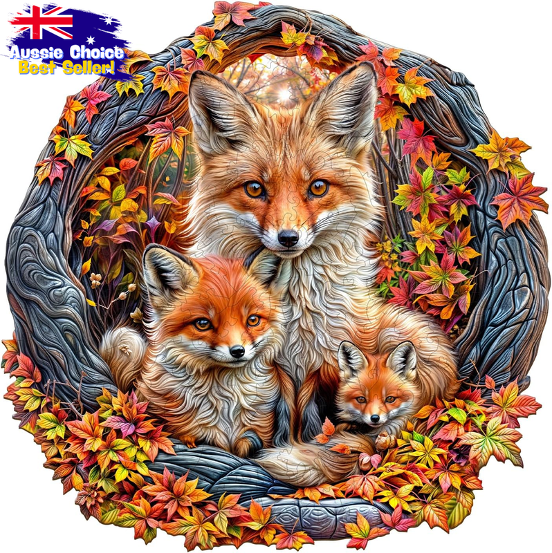 Wooden Fox Jigsaw Puzzle 100pc - Unique Gift for Adults, Puzzle Lovers