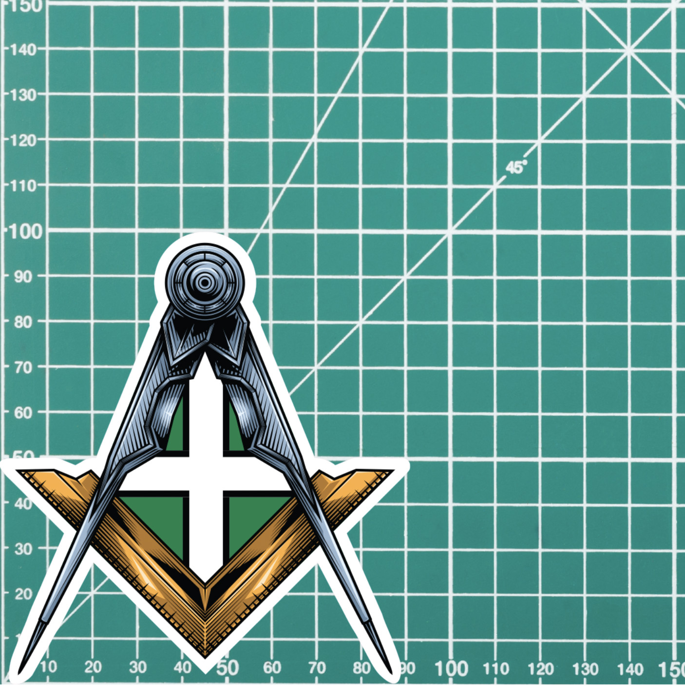 Devonshire Masonic Square & Compass Union Vinyl Sticker - Picture 9 of 10