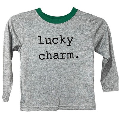 Toddler Lucky Charm Long Sleeve Graphic T-Shirt Gray Green St Patricks Day 3T