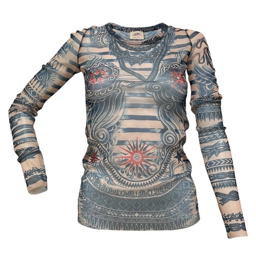 JEAN PAUL GAULTIER × LINDEX 2014 Tattoo Print Mesh Long