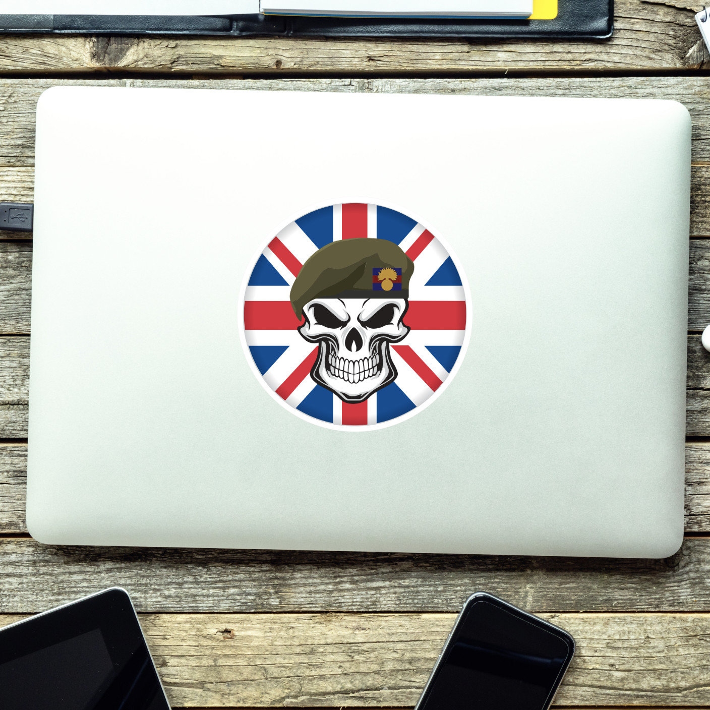 Skull with Grenadier Guards Beret UJ Vinyl Sticker - 10cm - Picture 2 of 4