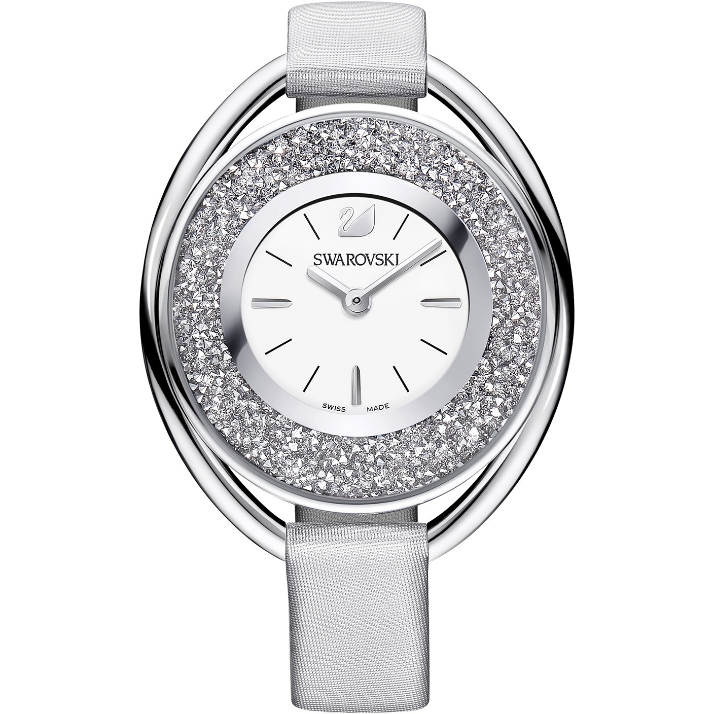 Pre-owned Swarovski 5263907 Crystalline Oval Gray White Ladies Watch