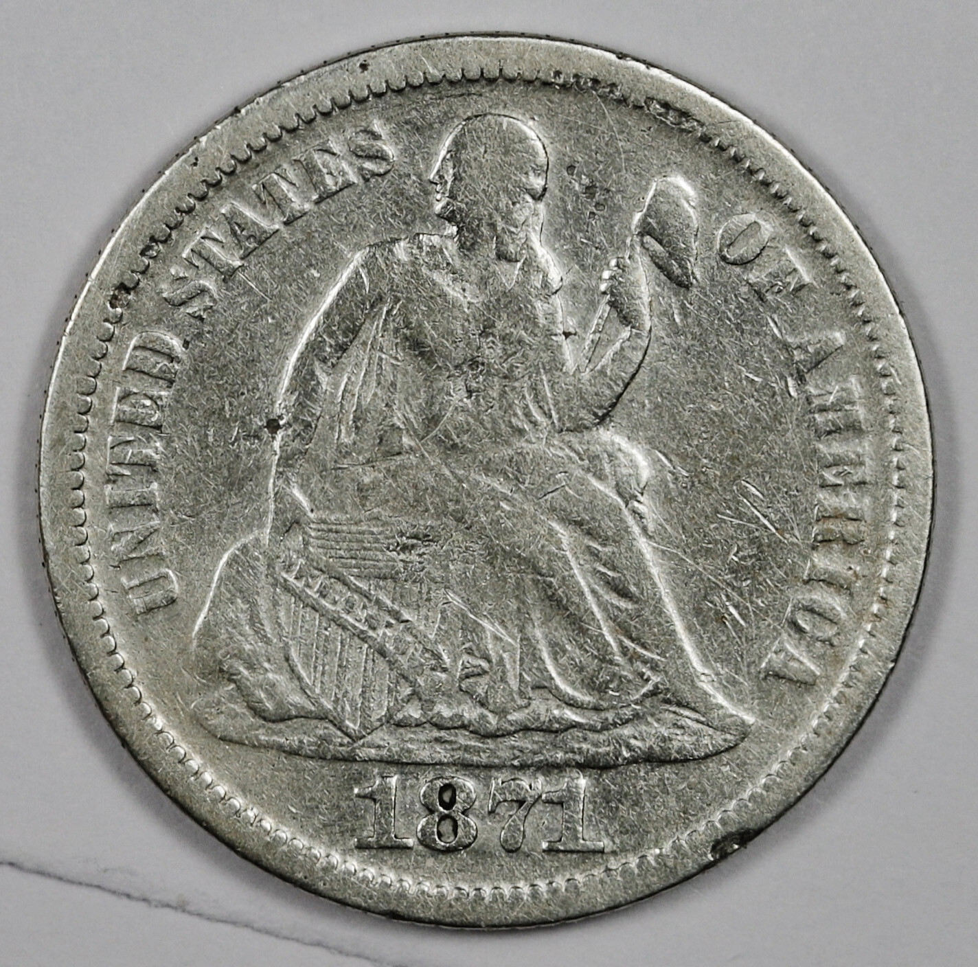 アメリカ　リバティー 1871 Seated Liberty Dime. VF. 185446 | eBay